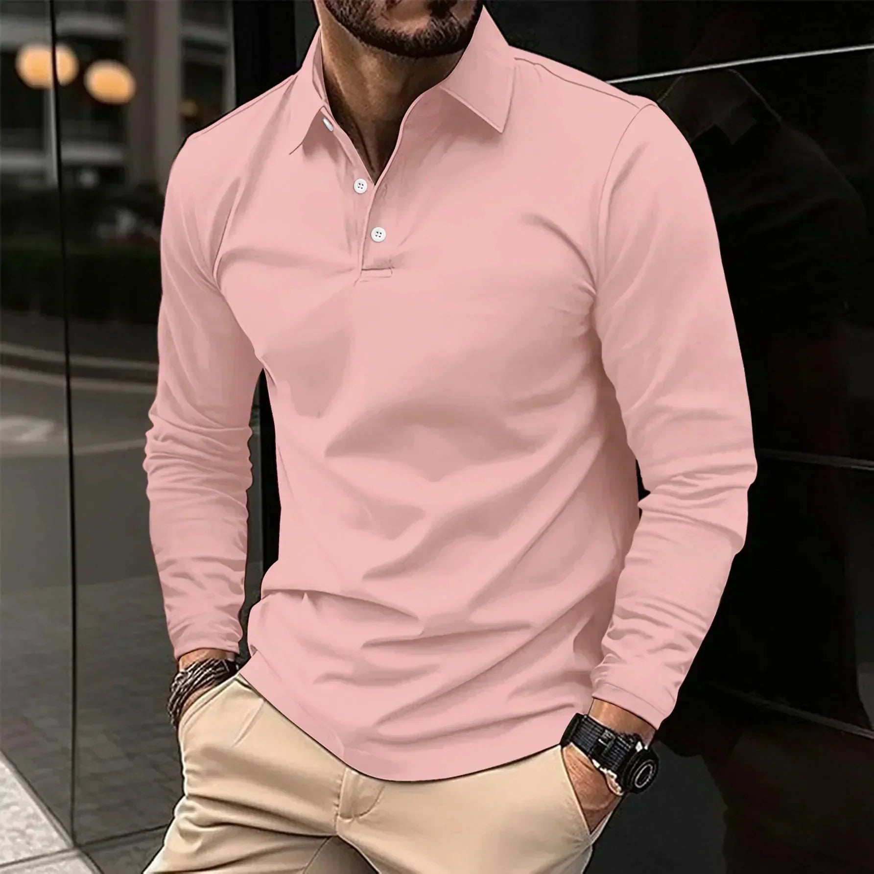 Jannik - Polo casual a maniche lunghe