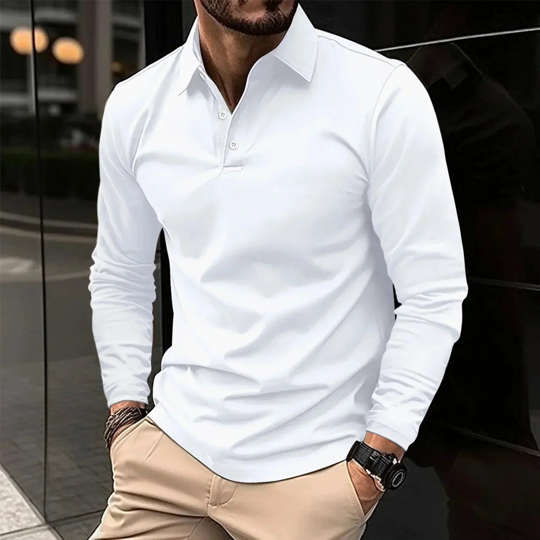 Jannik - Polo casual a maniche lunghe