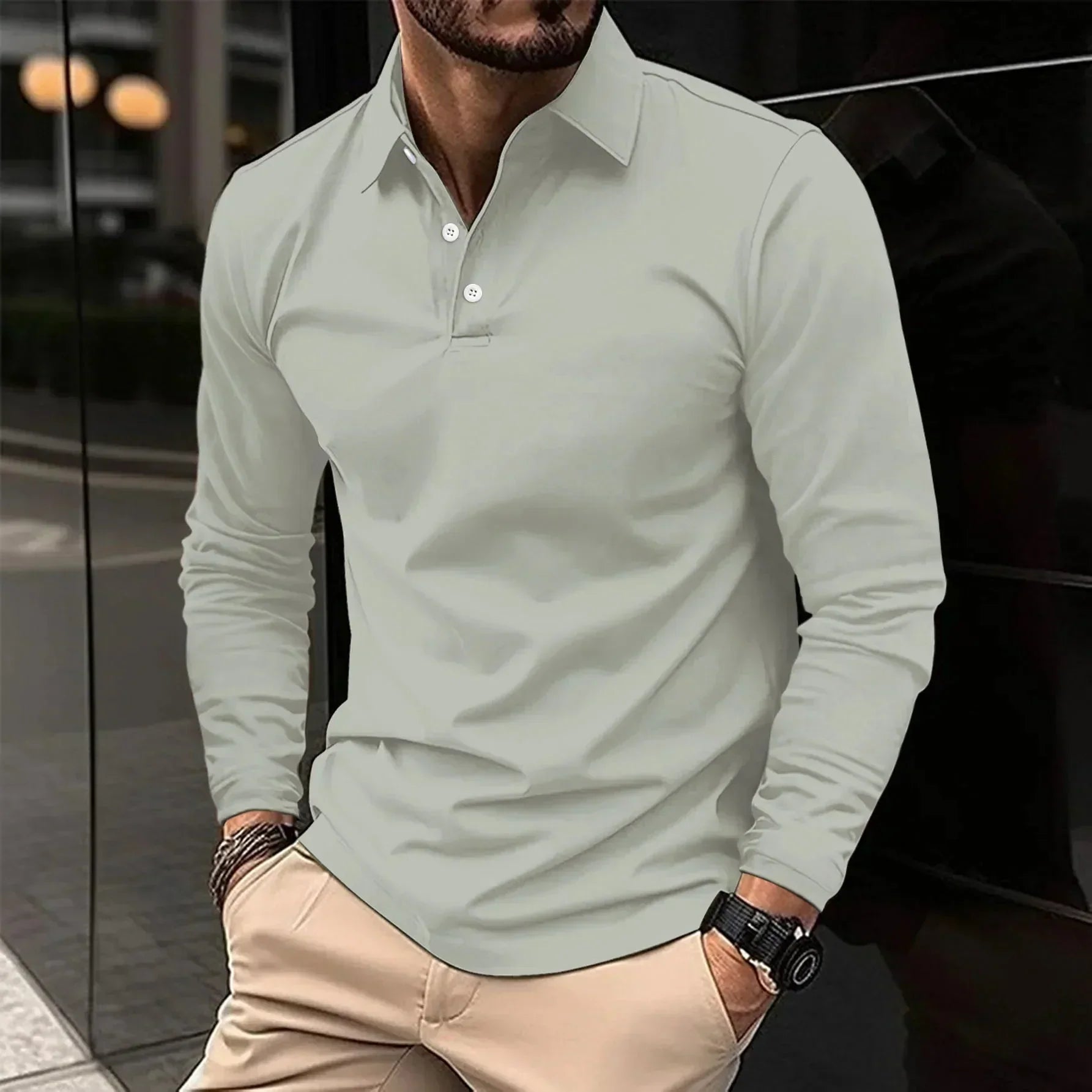 Jannik - Polo casual a maniche lunghe